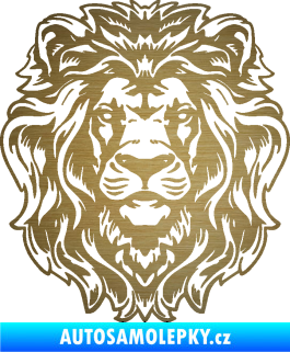 Samolepka Kapota 040 lví hlava škrábaný kov zlatý