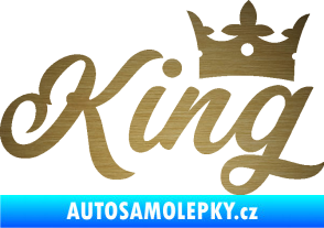 Samolepka King nápis s korunou škrábaný kov zlatý