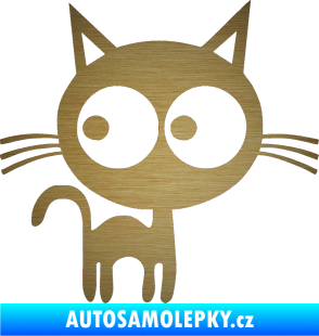 Samolepka Kočička 001 pravá škrábaný kov zlatý