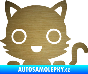 Samolepka Kočka 014 pravá kočka v autě škrábaný kov zlatý