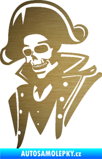 Samolepka Kostra pirát levá škrábaný kov zlatý