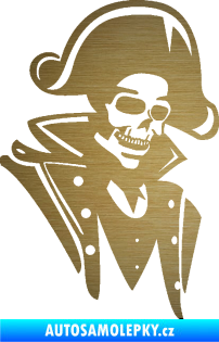 Samolepka Kostra pirát pravá škrábaný kov zlatý