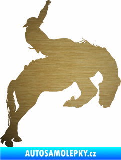 Samolepka Kovboj 001 pravá rodeo na koni škrábaný kov zlatý
