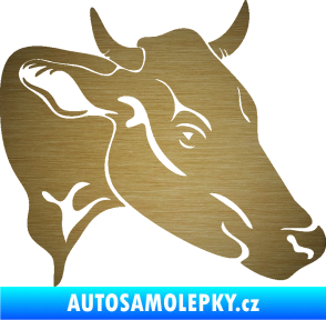 Samolepka Kráva 003 pravá škrábaný kov zlatý