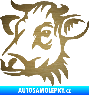 Samolepka Kráva 004 levá škrábaný kov zlatý