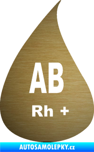 Samolepka Krevní skupina AB Rh+ kapka škrábaný kov zlatý