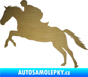 Samolepka Kůň 019 levá jezdec v sedle škrábaný kov zlatý