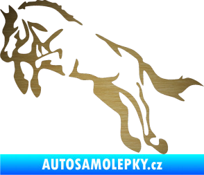 Samolepka Kůň 025 levá skok škrábaný kov zlatý
