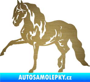 Samolepka Kůň 039 levá škrábaný kov zlatý