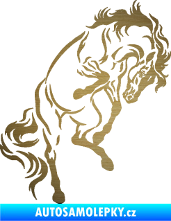 Samolepka Kůň 047 pravá škrábaný kov zlatý
