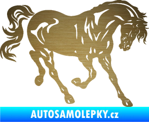 Samolepka Kůň 056 pravá škrábaný kov zlatý