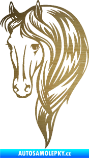 Samolepka Kůň 064 levá s hřívou škrábaný kov zlatý
