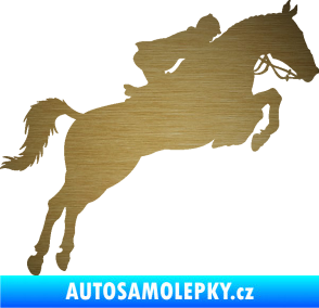 Samolepka Kůň 076 pravá parkur škrábaný kov zlatý