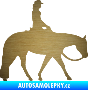 Samolepka Kůň 082 pravá kovbojka na koni škrábaný kov zlatý