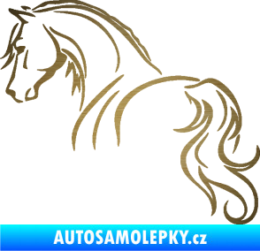 Samolepka Kůň 104 levá škrábaný kov zlatý