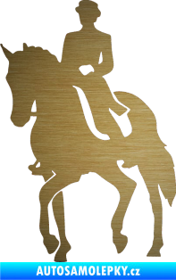 Samolepka Kůň drezura levá škrábaný kov zlatý