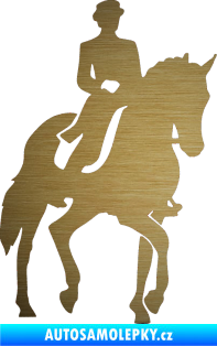 Samolepka Kůň drezura pravá škrábaný kov zlatý