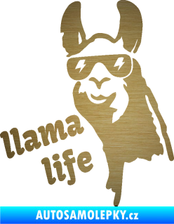 Samolepka Lama 004 llama life škrábaný kov zlatý
