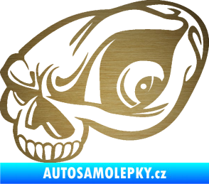 Samolepka Lebka 018 levá škrábaný kov zlatý