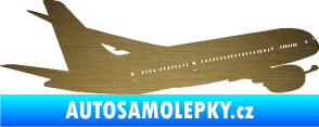 Samolepka Letadlo 009 pravá škrábaný kov zlatý