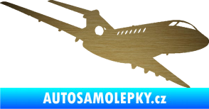 Samolepka Letadlo 011 pravá škrábaný kov zlatý