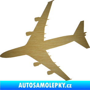 Samolepka letadlo 023 levá Jumbo Jet škrábaný kov zlatý