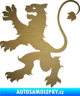 Samolepka Lev heraldika 002 levá škrábaný kov zlatý