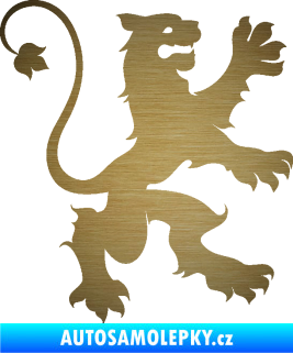 Samolepka Lev heraldika 002 pravá škrábaný kov zlatý