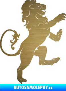 Samolepka Lev heraldika 004 pravá škrábaný kov zlatý