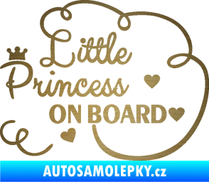 Samolepka Little princess on board nápis škrábaný kov zlatý