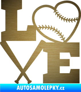 Samolepka Love baseball škrábaný kov zlatý