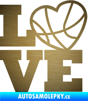 Samolepka Love basketbal škrábaný kov zlatý