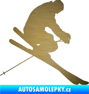 Samolepka Lyžař 005 pravá škrábaný kov zlatý