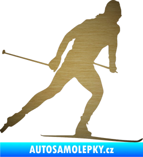 Samolepka Lyžař 006 pravá běžky škrábaný kov zlatý