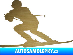 Samolepka Lyžař 017 levá škrábaný kov zlatý