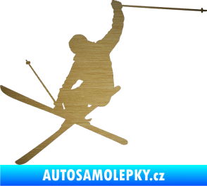 Samolepka Lyžař 024 levá škrábaný kov zlatý