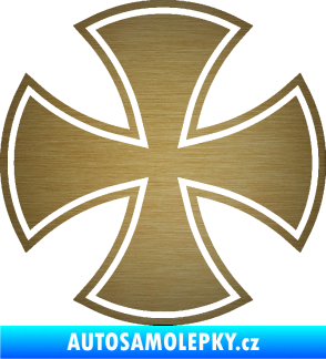 Samolepka Maltézský kříž 003 škrábaný kov zlatý