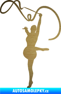 Samolepka Moderní gymnastika 003 levá gymnastka se stuhou škrábaný kov zlatý