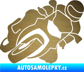 Samolepka Motorka 001 pravá silniční motorky škrábaný kov zlatý