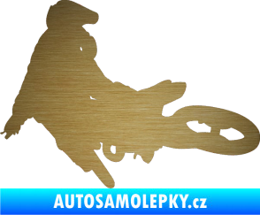 Samolepka Motorka 028 levá motokros škrábaný kov zlatý