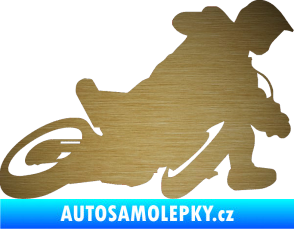 Samolepka Motorka 039 pravá motokros škrábaný kov zlatý