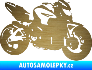 Samolepka Motorka 041 pravá road racing škrábaný kov zlatý