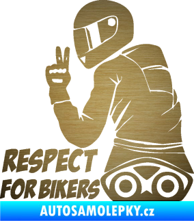 Samolepka Motorkář 003 levá respect for bikers nápis škrábaný kov zlatý