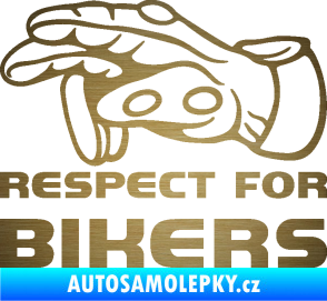 Samolepka Motorkář 014 levá respect for bikers škrábaný kov zlatý