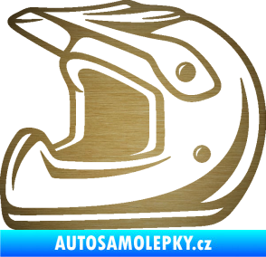 Samolepka Motorkářská helma 002 levá škrábaný kov zlatý