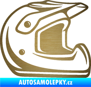 Samolepka Motorkářská helma 002 pravá škrábaný kov zlatý
