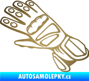 Samolepka Motorkářské rukavice 002 levá škrábaný kov zlatý