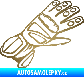 Samolepka Motorkářské rukavice 002 pravá škrábaný kov zlatý