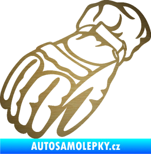 Samolepka Motorkářské rukavice 003 levá škrábaný kov zlatý