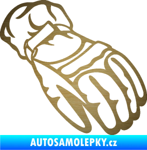 Samolepka Motorkářské rukavice 003 pravá škrábaný kov zlatý